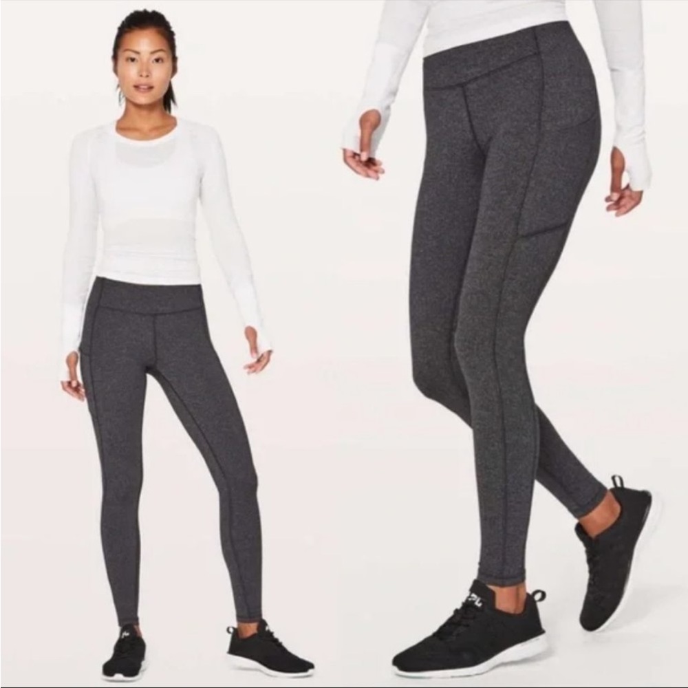 Lululemon Speed Up Tight 28” Luxtreme Variegated Knit Heathered Black SZ 4 EUC - Picture 2 of 5